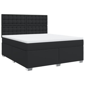 vidaXL Sommier à lattes de lit avec matelas Noir 180x200 cm Similicuir