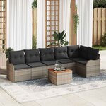 vidaXL Ensemble de canapé de jardin 7 Pièces Gris