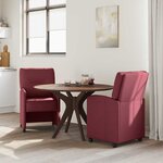 vidaXL Chaises de Salle à Manger avec Roues 2 Pièces Rouge bordeaux