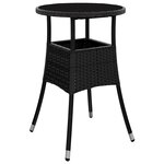 vidaXL Ensemble à manger de jardin et coussins 3 Pièces noir rotin verre