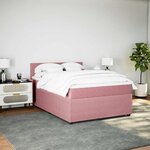 vidaXL Sommier à lattes de lit avec matelas Rose 140x190 cm Velours