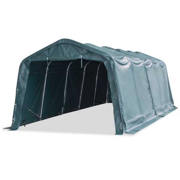 Vidaxl tente amovible pour bétail pvc 550 g/m² 3 3 x 8 m vert foncé