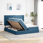 vidaXL Lit de rangement LED avec matelas Bleu foncé 180 x 200 cm