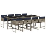 vidaXL Ensemble à manger de jardin 9 Pièces coussins gris résine tressée