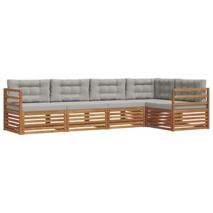vidaXL Ensemble de canapés d'extérieur 5 pc Gris Naturel et Clair