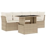 vidaXL Salon de jardin avec coussins 5 Pièces beige résine tressée