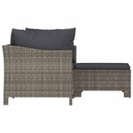 vidaXL Salon de jardin 3 Pièces avec coussins Gris Résine tressée