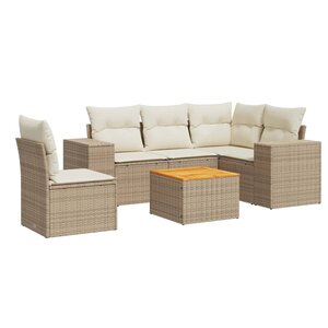 vidaXL Salon de jardin avec coussins 6 Pièces beige résine tressée