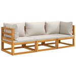 Salon de jardin meuble d'extérieur ensemble de mobilier 3 pièces avec coussins gris clair bois massif 02_0015965