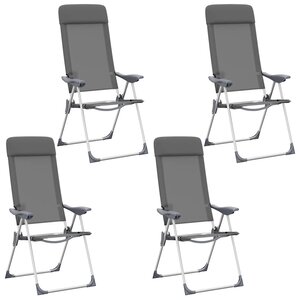 vidaXL Chaises de camping pliables lot de 4 Gris Aluminium