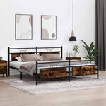 vidaXL Cadre de lit en métal sans matelas chêne fumé 193x201 cm