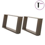 vidaXL Pieds de table basse en U  2 pièces  acier naturel  70 x (30-31) cm