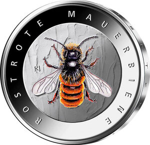 Pièce de monnaie en Cupronickel 5 Euro g 9 68 Millésime 2023 Wonderful world of insects RED MASON BEE