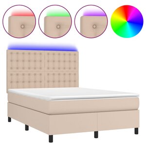 vidaXL Sommier à lattes de lit avec matelas LED Cappuccino 140x200 cm