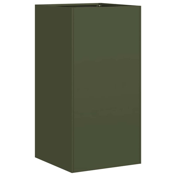 vidaXL Jardinière vert olive 40x40x80 cm acier laminé à froid