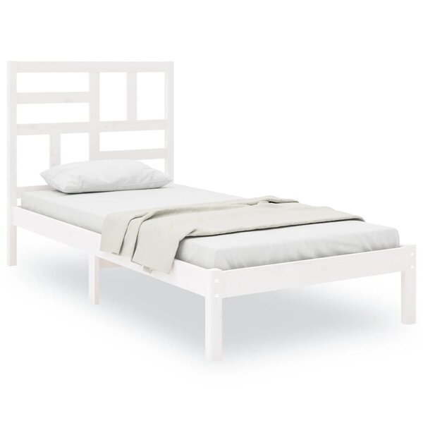 vidaXL Cadre de lit Blanc Bois massif 75x190 cm Petit simple