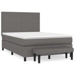 vidaXL Sommier à lattes de lit avec matelas Gris 140x190 cm Similicuir
