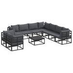vidaXL Ensemble de canapé de jardin avec coussin 10 Pièces Noir Aluminium