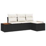 vidaXL Ensemble de canapé de jardin avec coussin 4 Pièces Noir et crème