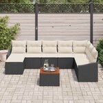 vidaXL Ensemble de canapé de jardin avec coussin 9 Pièces Noir Poly rotin