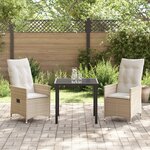 vidaXL Ensemble de jardin 3 pièces avec coussins beige en poly rattan