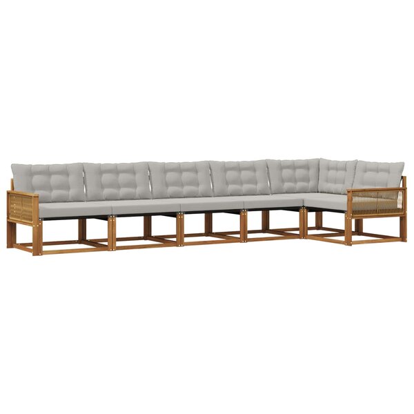 vidaXL Ensemble de canapés d'extérieur 6 Pièces Naturel et gris clair