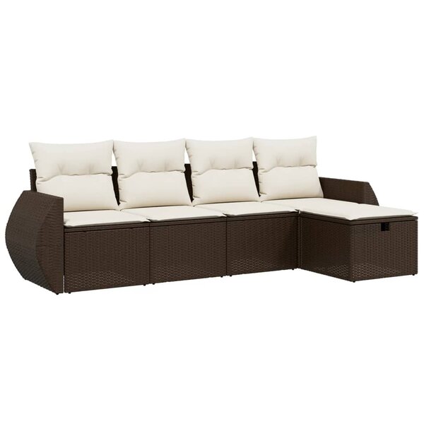 vidaXL Salon de jardin avec coussins 5 Pièces marron résine tressée