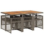 vidaXL Ensemble à manger de jardin et coussins 7 Pièces gris rotin