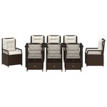 vidaXL Ensemble de salle à manger pour jardin 9 Pièces Marron polyrotin