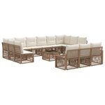 vidaXL Ensemble de canapé de jardin 14 Pièces Beige polyrotin