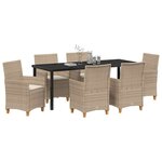 vidaXL Ensemble de salle à manger pour jardin 7 Pièces Beige polyrotin
