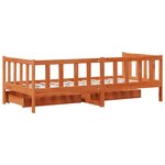 vidaXL Lit d'appoint avec tiroir 3 Pièces Cire marron Bois de Pin Massif