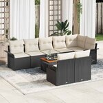 vidaXL Ensemble de canapé de jardin avec coussin 9 Pièces Noir et Crème
