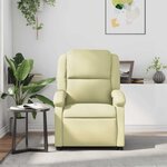 vidaXL Fauteuil inclinable crème cuir véritable