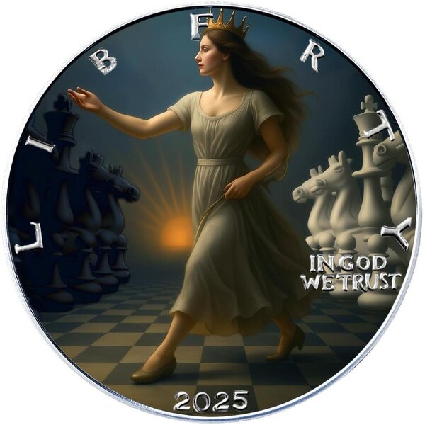 Pièce de monnaie en Argent 1 Dollar g 31.1 (1 oz) Millésime 2025 QUEEN OF CHESS