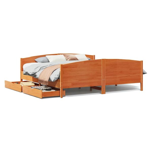 vidaXL Cadre de lit sans matelas cire marron 180x200cm bois pin massif