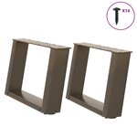 vidaXL Pieds de table basse en U  2 pièces  acier naturel  50 x (30-31) cm