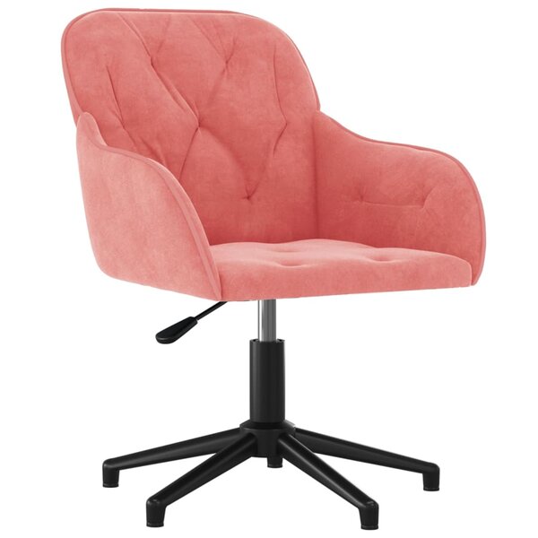 Chaise fauteuil siège pivotante de bureau informatique étude velours rose 02_0024170