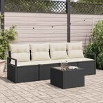 vidaXL Ensemble de canapé de jardin 5 Pièces Noir et Crème