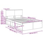 vidaXL Cadre de lit Chêne artisan 135 x 190 cm Bois d'ingénierie