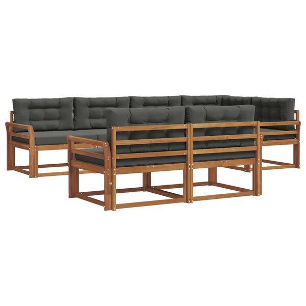 vidaXL Ensemble de canapés d'extérieur 8 pc Naturel et Anthracite
