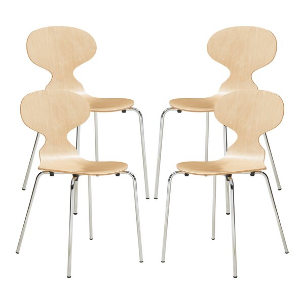 Lot de 4 chaises de salle à manger 80 x 47 x 48 cm moderne design robuste naturel / chrome 03_0009836