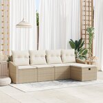 vidaXL Ensemble de canapé de jardin 5 pièces avec coussins Beige Poly Rotin