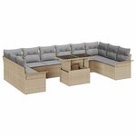 vidaXL Ensemble de canapé de jardin 11 Pièces Beige Poly rotin