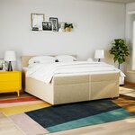 vidaXL Sommier à lattes de lit avec matelas Crème 200x200 cm Tissu