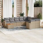 vidaXL Salon de jardin avec coussins 10 Pièces beige résine tressée