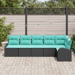 vidaXL Ensemble de canapé de jardin 6 Pièces Noir et turquoise polyrotin