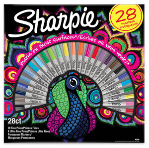 Sharpie - 28 marqueurs permanents - pointe fine x 20 et pointe ultra-fine x 8 - couleurs assorties