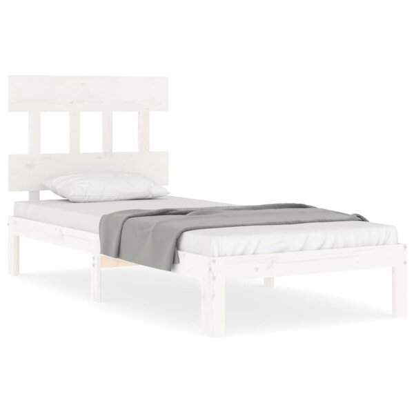 vidaXL Cadre de lit avec tête de lit blanc 90x200 cm bois massif