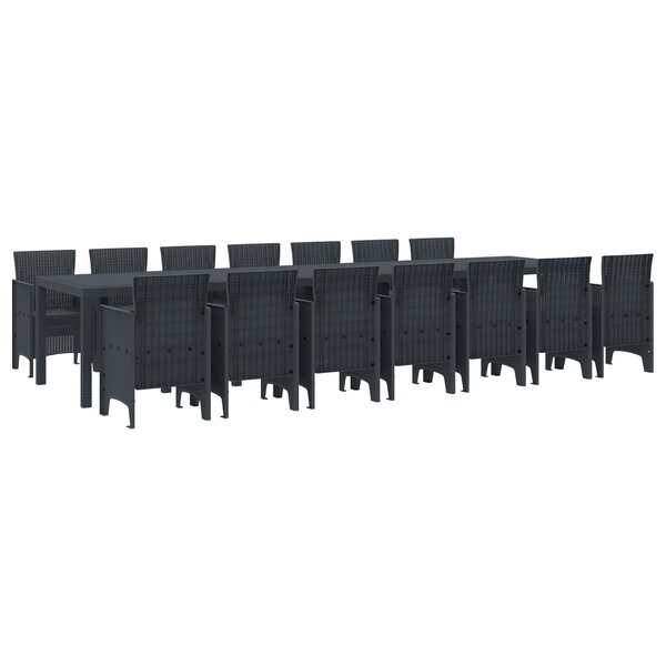 Ensemble de salle à manger de jardin 15 pièces Anthracite Poly Rattan